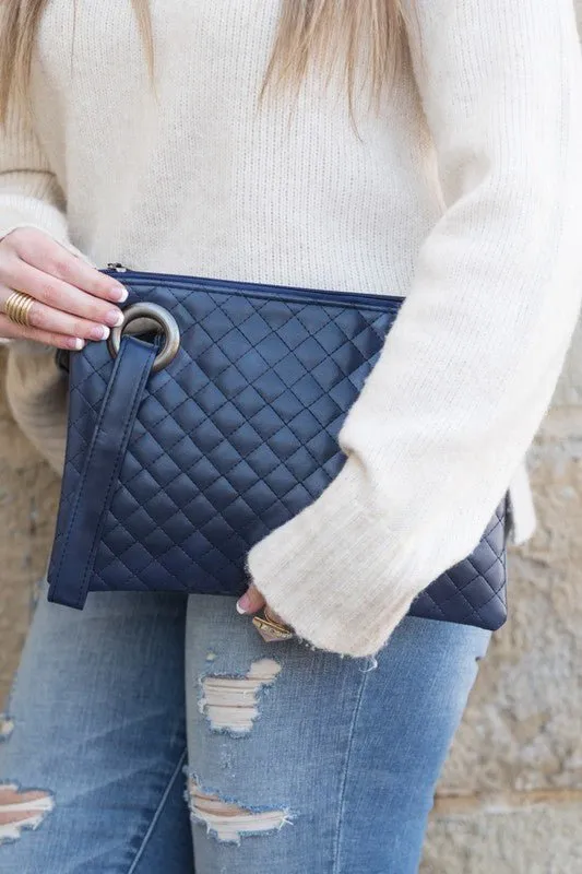 Take Me Away Quilted Wristlet Clutch Bag