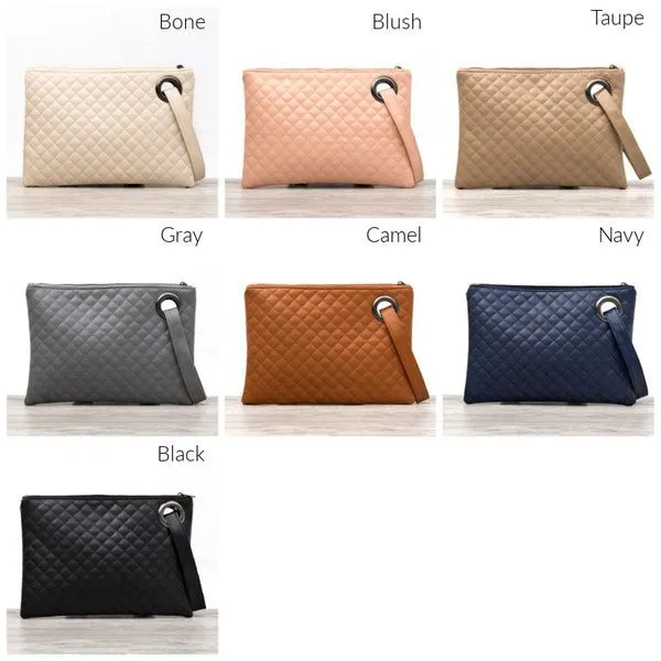 Take Me Away Quilted Wristlet Clutch Bag