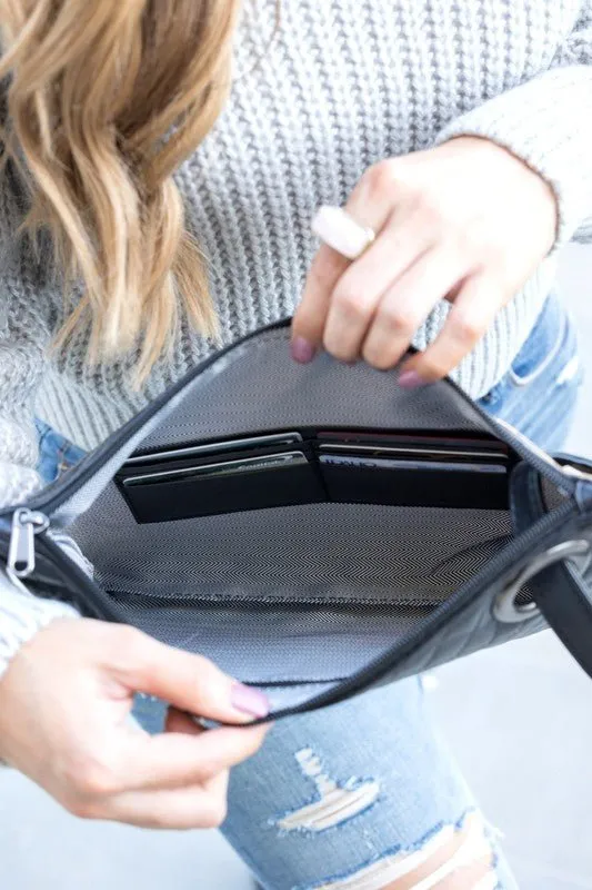 Take Me Away Quilted Wristlet Clutch Bag