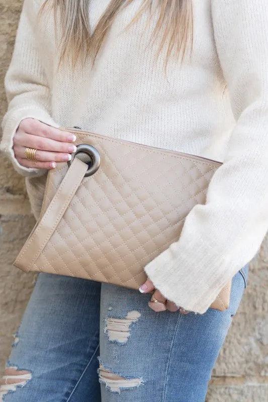 Take Me Away Quilted Wristlet Clutch Bag