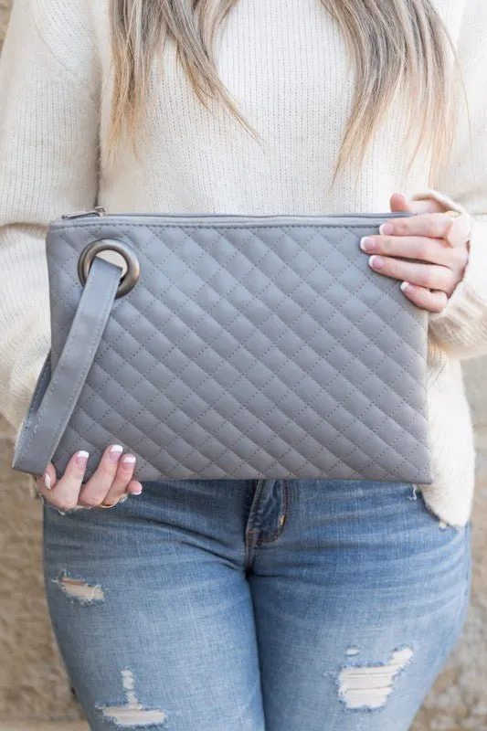 Take Me Away Quilted Wristlet Clutch Bag