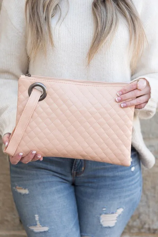 Take Me Away Quilted Wristlet Clutch Bag