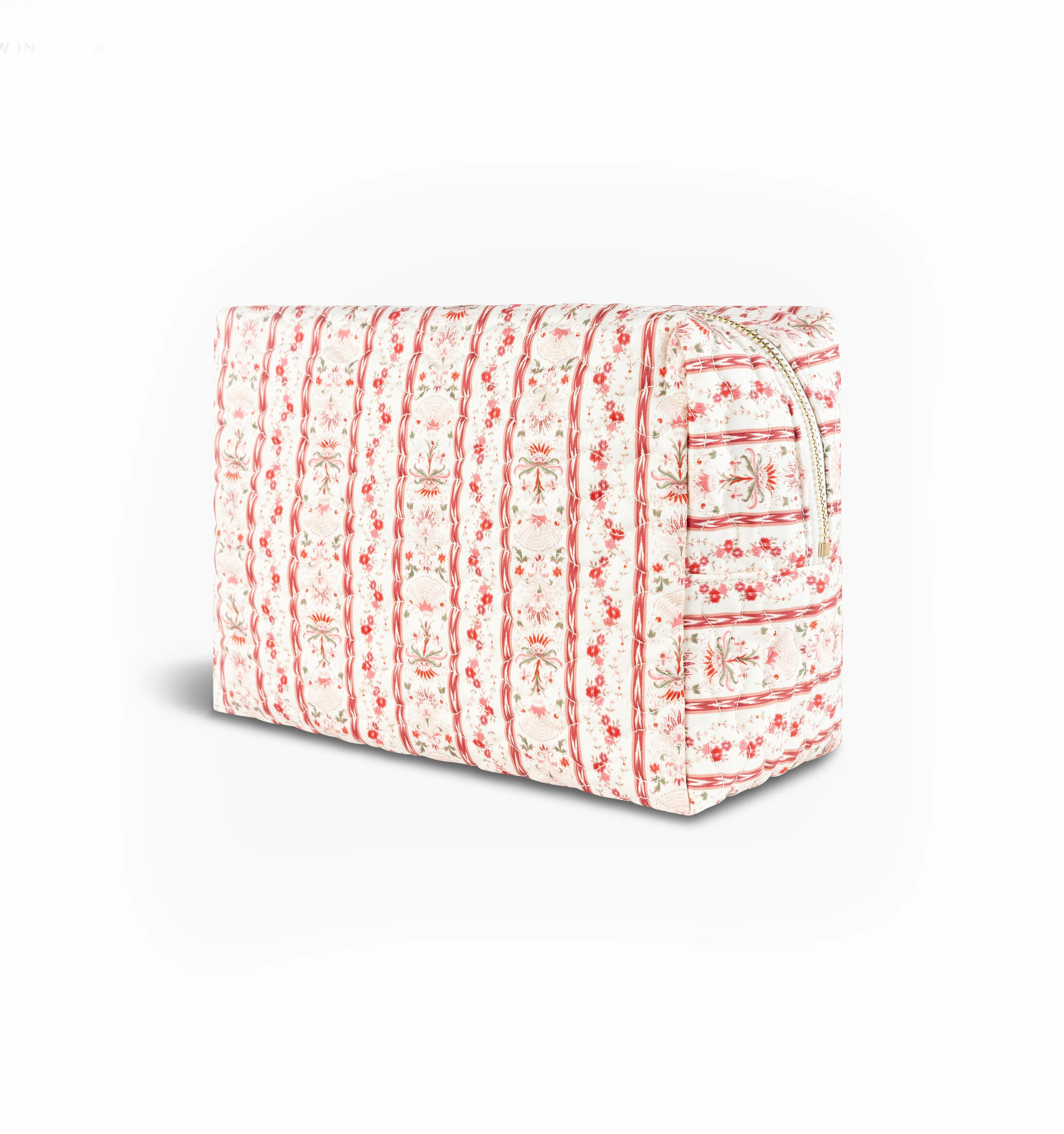 The Quilted Cosmetic Bag - Pink Emma Stripe
