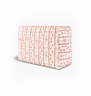 The Quilted Cosmetic Bag - Pink Emma Stripe