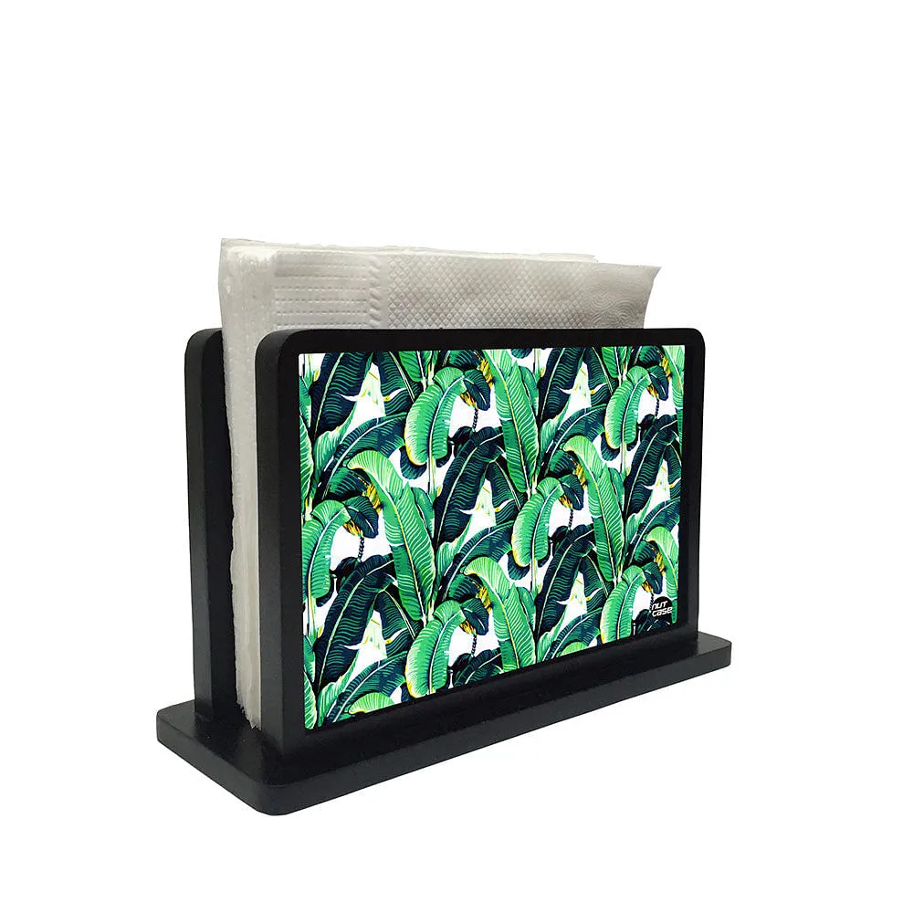 Tissue Holder Paper Napkin Stand - Green Banana Leaves