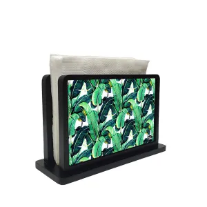 Tissue Holder Paper Napkin Stand - Green Banana Leaves