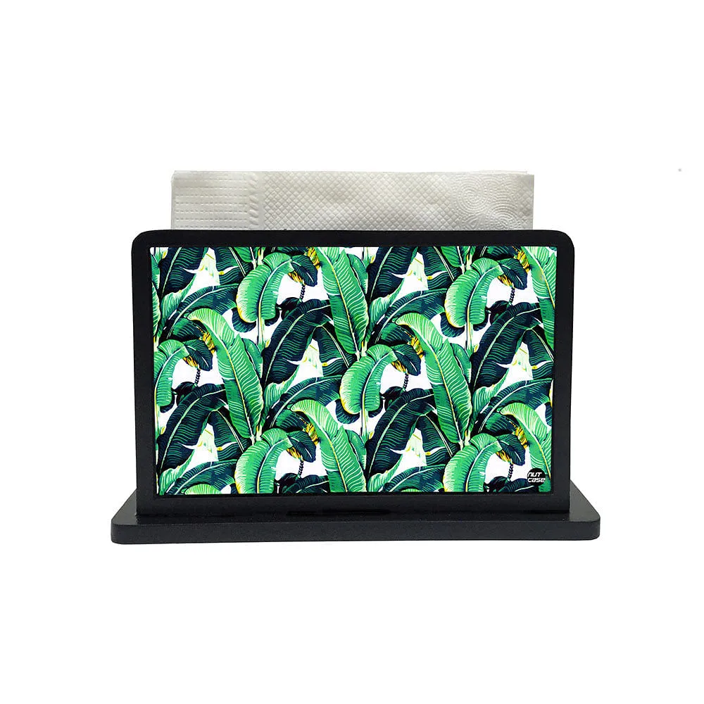 Tissue Holder Paper Napkin Stand - Green Banana Leaves