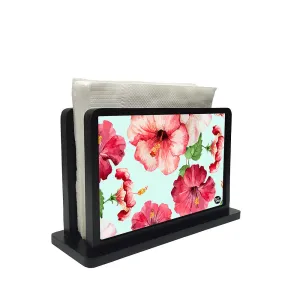 Tissue Holder Paper Napkin Stand -  Hibiscus With White Background