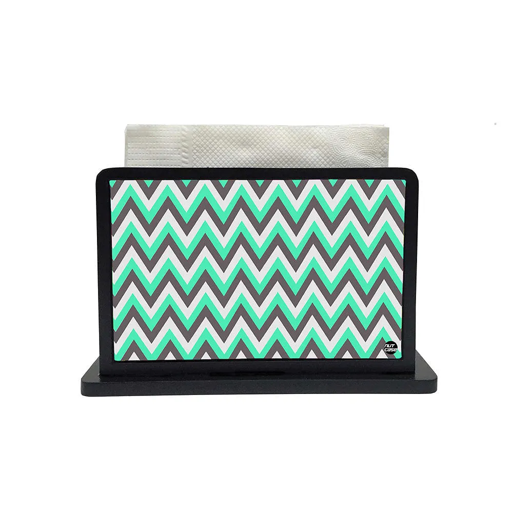 Tissue Holder Paper Napkin Stand - Mint And Gray Shevron