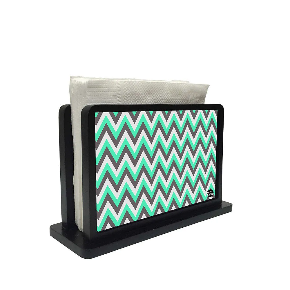 Tissue Holder Paper Napkin Stand - Mint And Gray Shevron