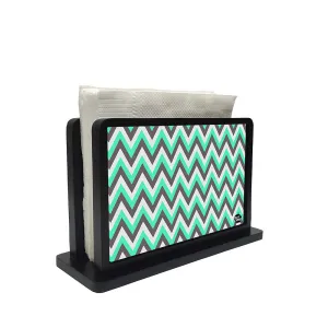 Tissue Holder Paper Napkin Stand - Mint And Gray Shevron