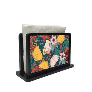 Tissue Holder Paper Napkin Stand - Retro Flower Yellow