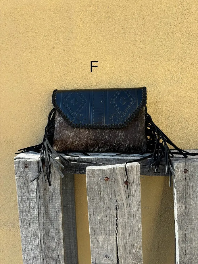 Top Notch Accessories Black Cowhide Purse With Leather Embossed Flap 3072BK