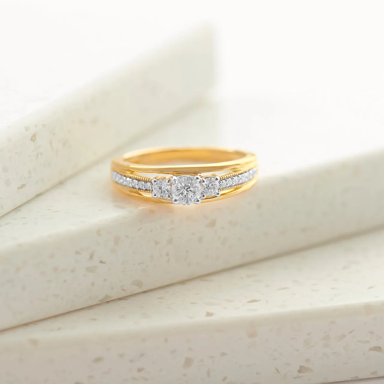 Tri Stone Diamond Ring