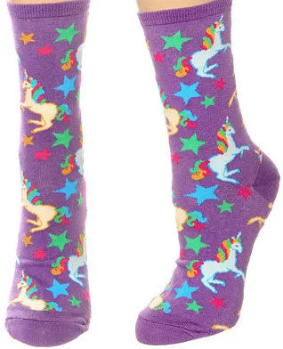 Unicorn (Bright Purple) Women's Crew Socks
