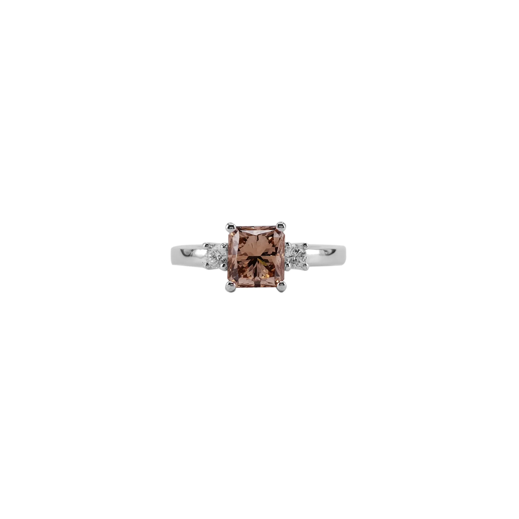 Viola Three Stone Ring - Brown Radiant 2022-189