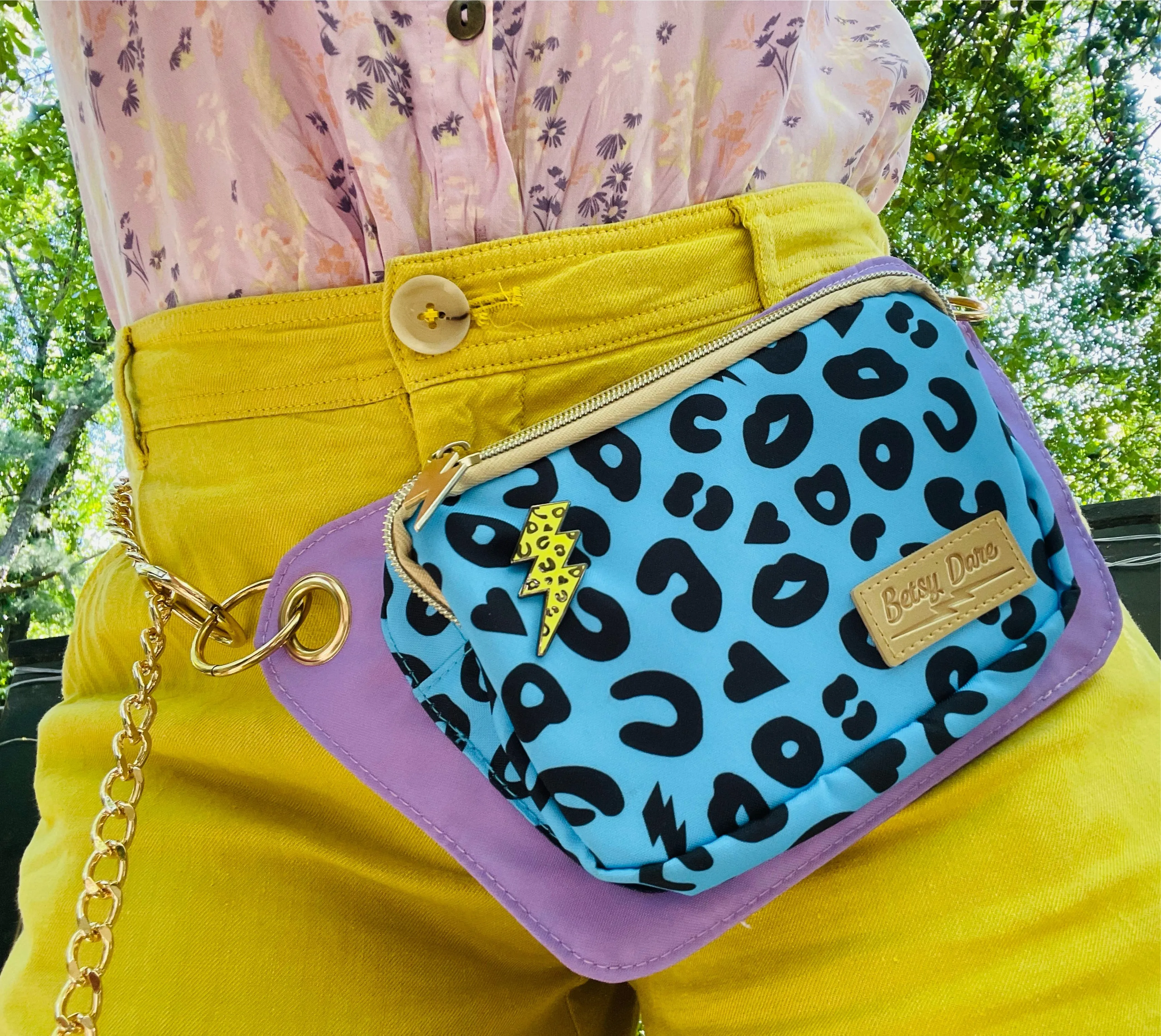 Vivid Blue Electric Leopard Lisa Convertible Crossbody/Belt Bag