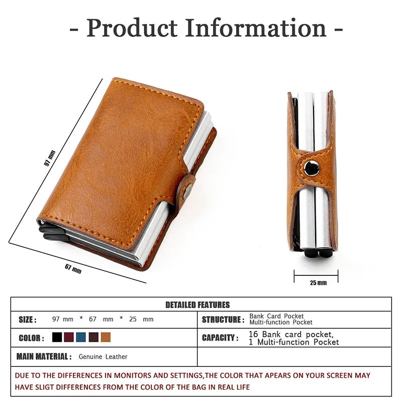 Women&#39;s  Card Case Rfid Smart PU Leather Mini Metal Wallet for Women
