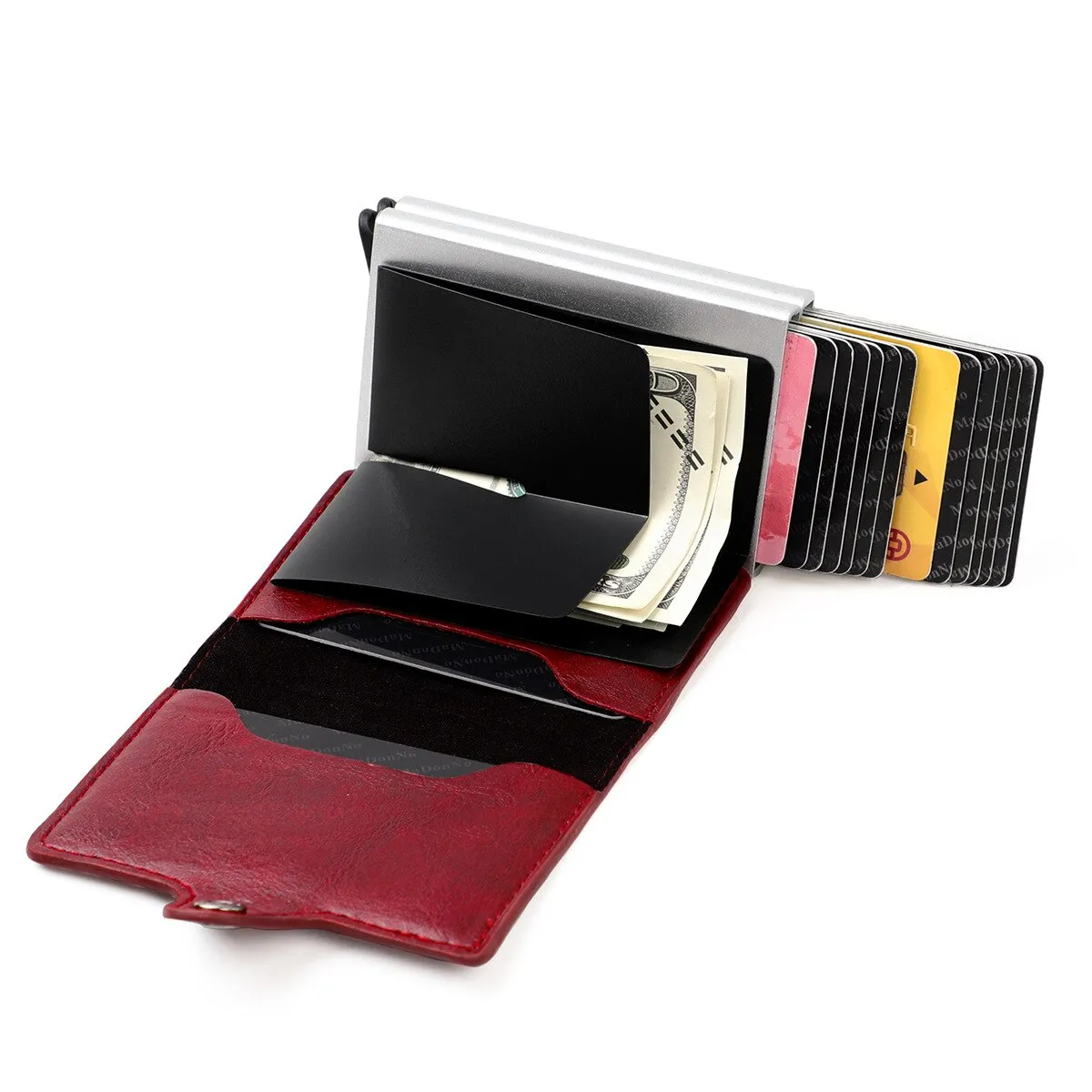 Women&#39;s  Card Case Rfid Smart PU Leather Mini Metal Wallet for Women