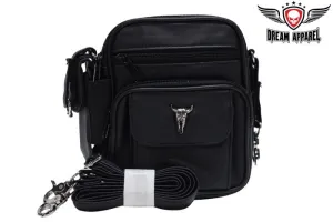 Women's Black PVC Bag with Steer Skull