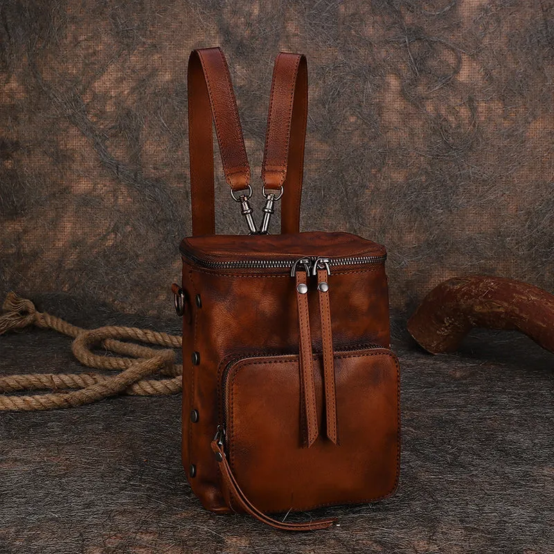 Womens Small Purple Leather Backpack Purse Crossbody Sling Bag For Women