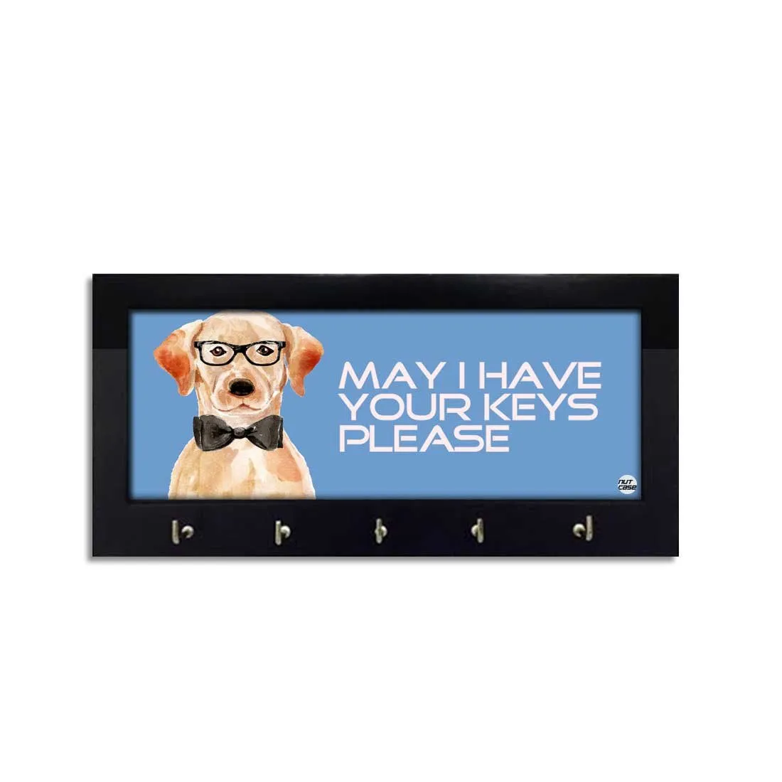 Wooden Key Holder Hanger for Wall - Hipster Lab Dog