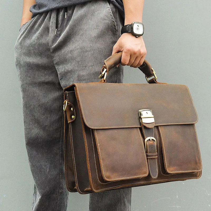 YAAGLE Men's Durable Real Leather Laptop Business Handbag YG7164R