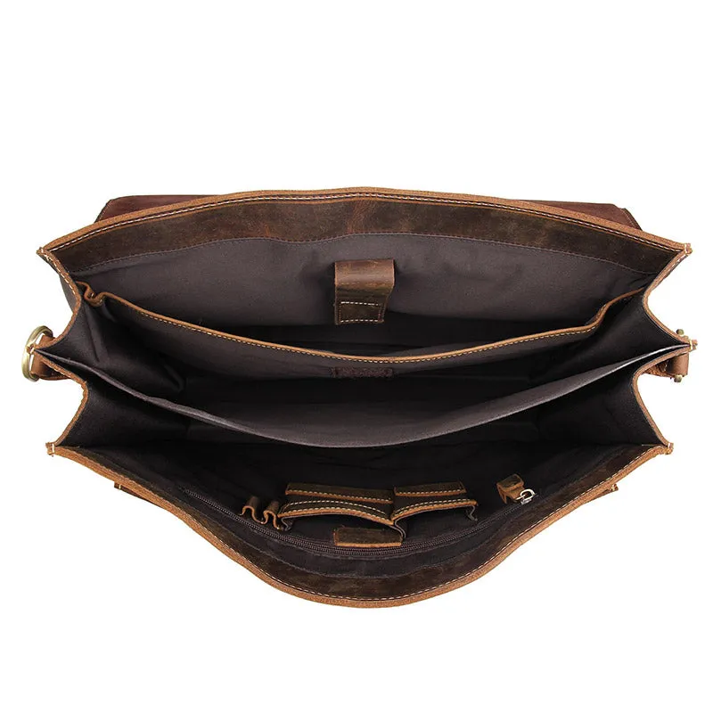 YAAGLE Men's Durable Real Leather Laptop Business Handbag YG7164R