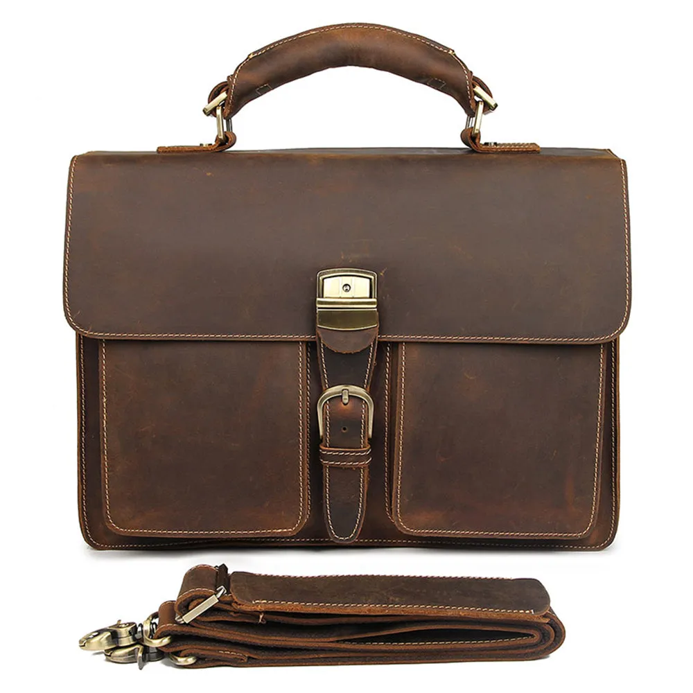 YAAGLE Men's Durable Real Leather Laptop Business Handbag YG7164R