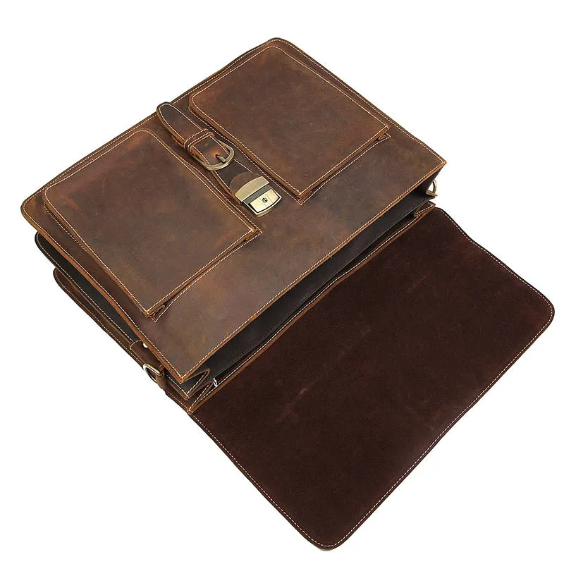YAAGLE Men's Durable Real Leather Laptop Business Handbag YG7164R