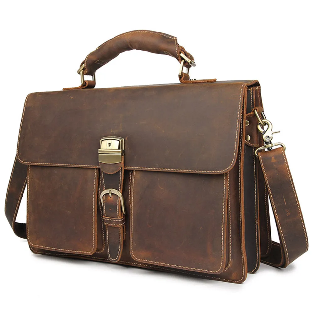 YAAGLE Men's Durable Real Leather Laptop Business Handbag YG7164R